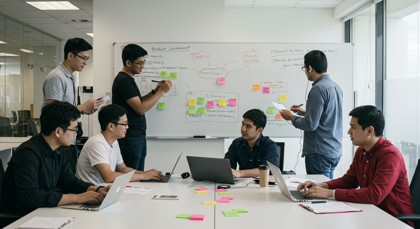 software development team building and testing a product increment horizontal format