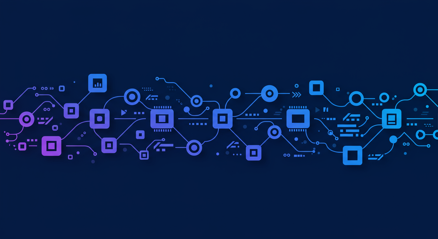 abstract representation of interconnected software modules horizontal format