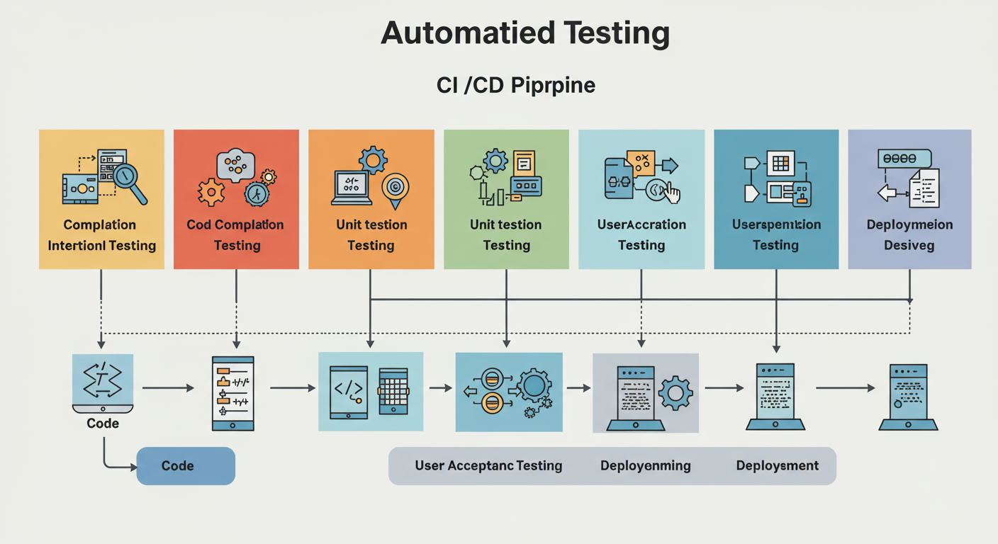 automated testing in CI CD pipeline horizontal format